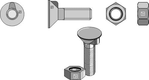 Plough bolt DIN 604 M8x1,25x80 and hexagon nut