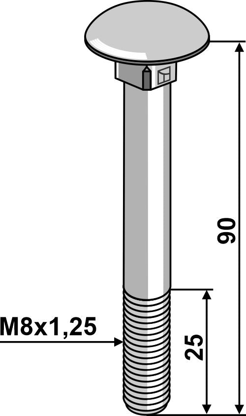 Bolt M8x1,25x90 galvanized without nut