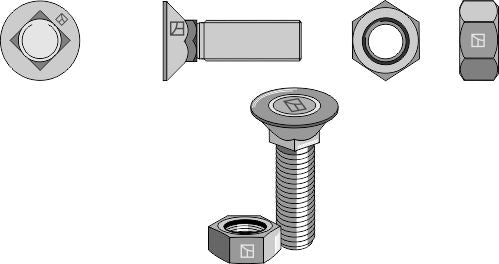Plough bolt DIN608 M9x1,25x40 and hexagon nut
