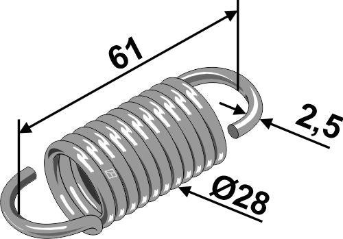 Extension spring 61xØ2,5xØ28