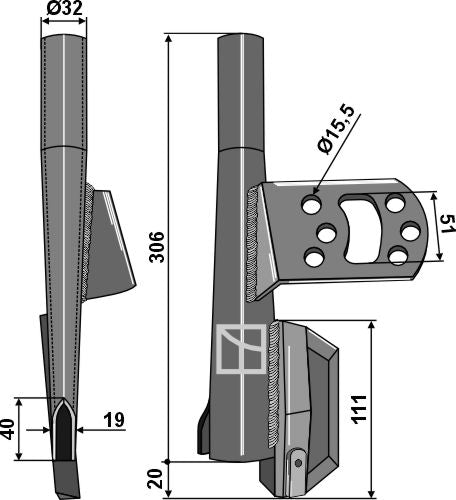 Seed tube - right