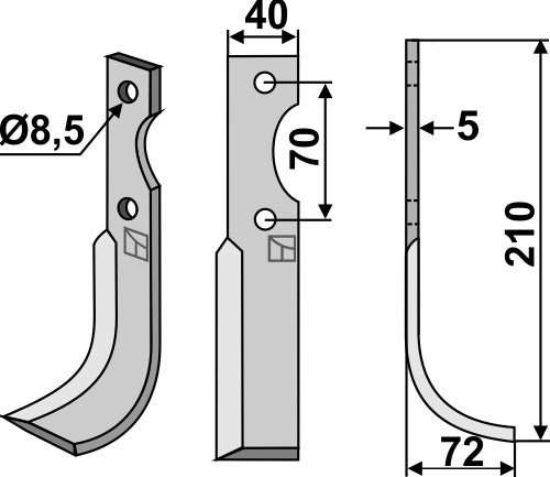 Blade 210x40mm, right