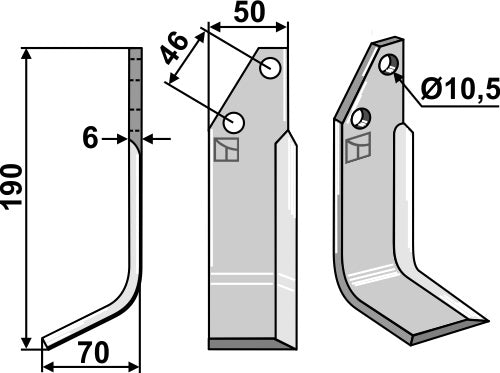 Blade 195x50mm, left