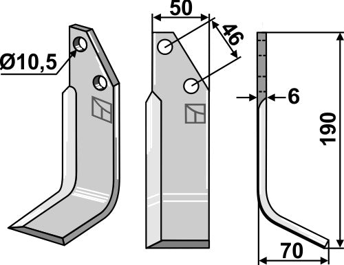 Blade 195x50mm, right