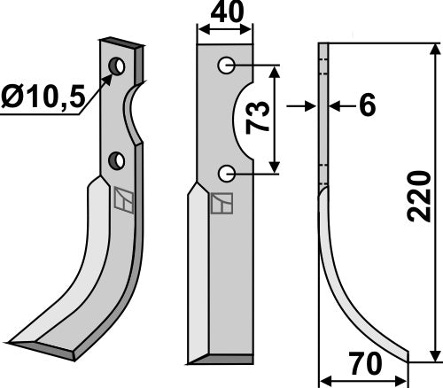Blade 220x40mm, right