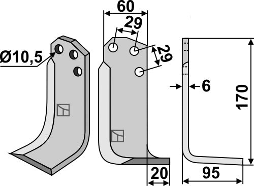 Blade 170x60mm, right