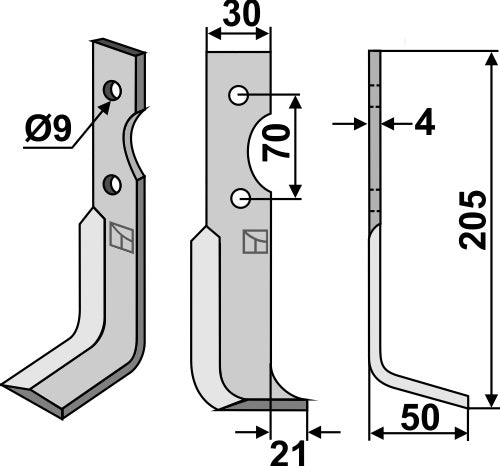 Blade 205x30mm, right