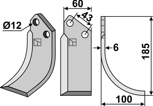 Blade 185x60mm, right