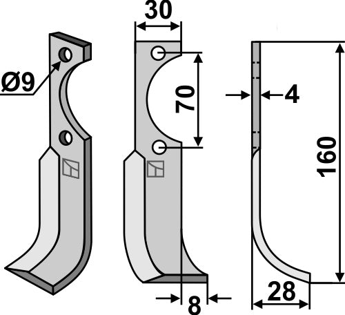 Blade 160x30mm, right model