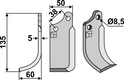 Blade 135x50mm, left