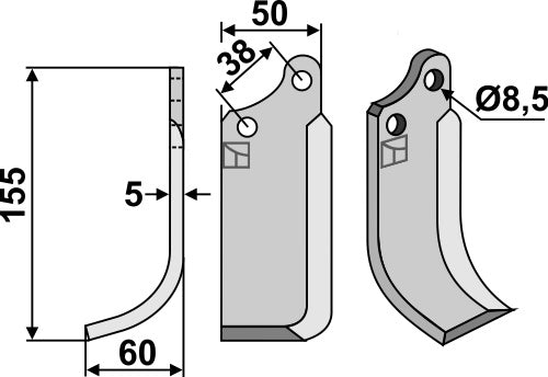 Blade 155x50mm, left