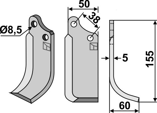 Blade 155x50mm, right