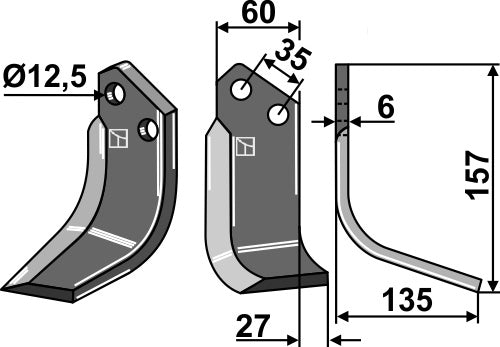 Blade 157x60mm, right