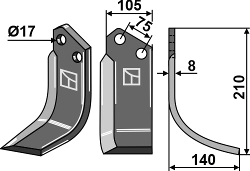 Blade 210x105mm, right