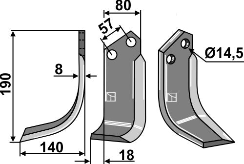 Blade 190x80mm, left