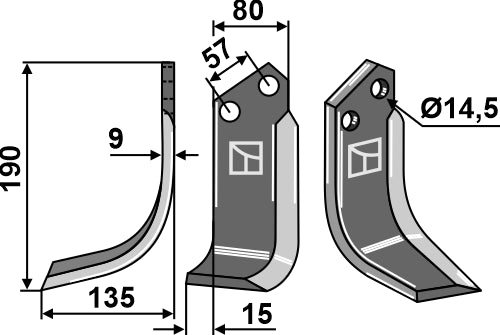 Blade 190x80mm, left