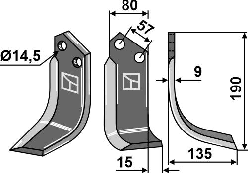 Blade 190x80mm, right