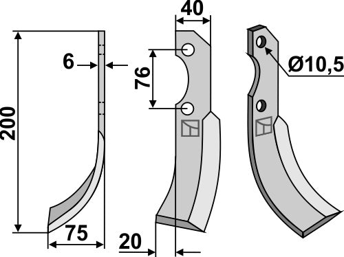 Blade 200x40mm, left