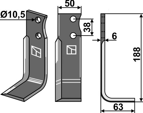 Blade 188x50mm, right