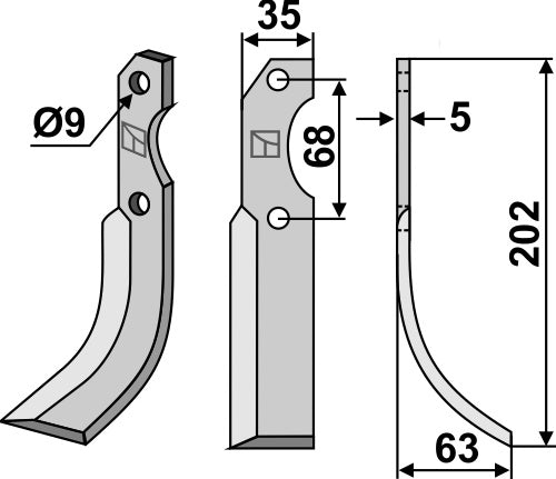 Blade 202x35mm, right