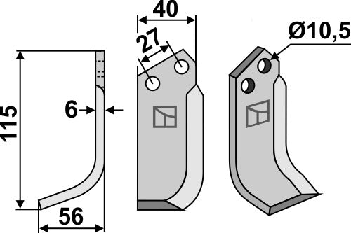 Blade 115x40mm, left