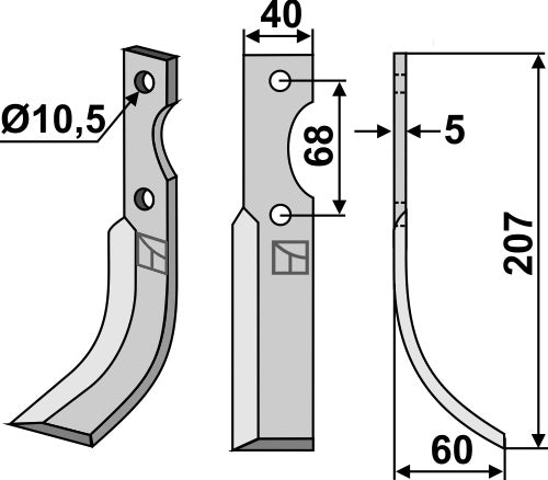 Blade 207x40mm, right