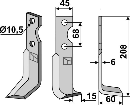 Blade 208x45mm, right