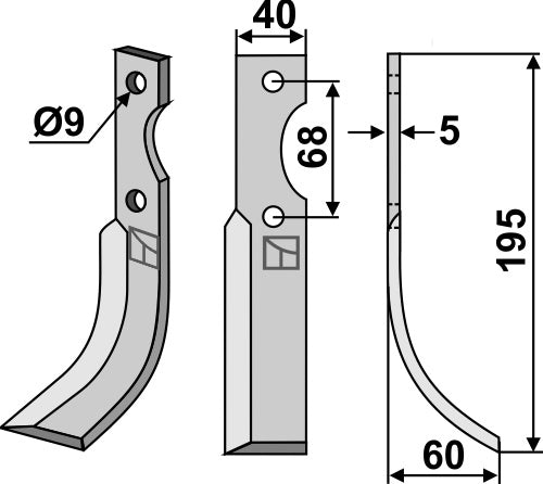 Blade 195x40mm, right