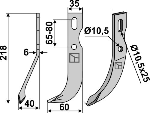 All-purpose blade 218x35mm, left