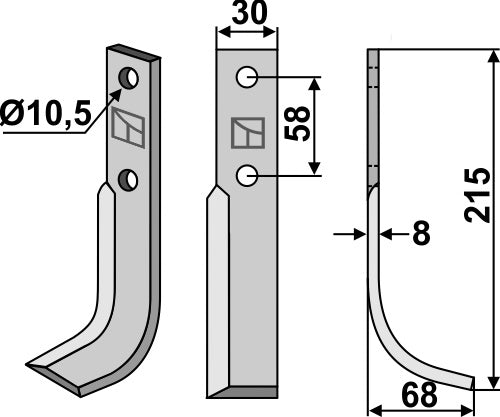 Blade 215x30mm, right
