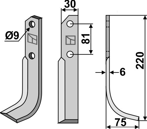 Blade 220x30mm, right