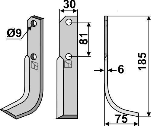Blade 185x30mm, right
