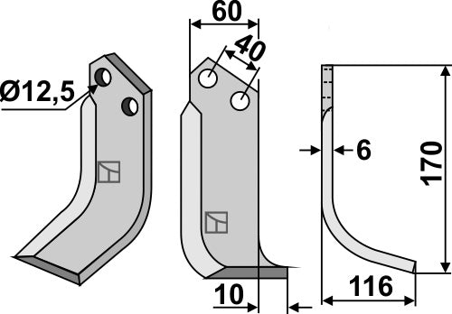 Blade 170x60mm, right