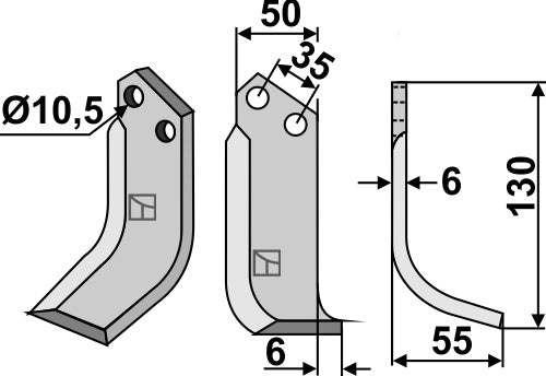 Blade 130x50mm, right