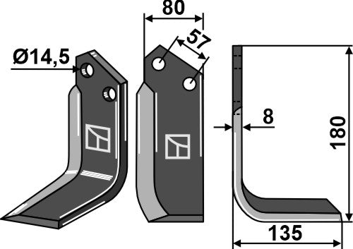 Blade 180x80mm, right