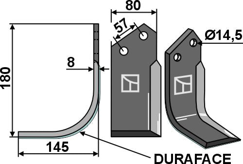 Blade 108x80mm, left - DURAFACE