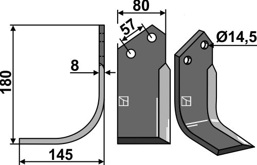 Blade 180x80mm, left