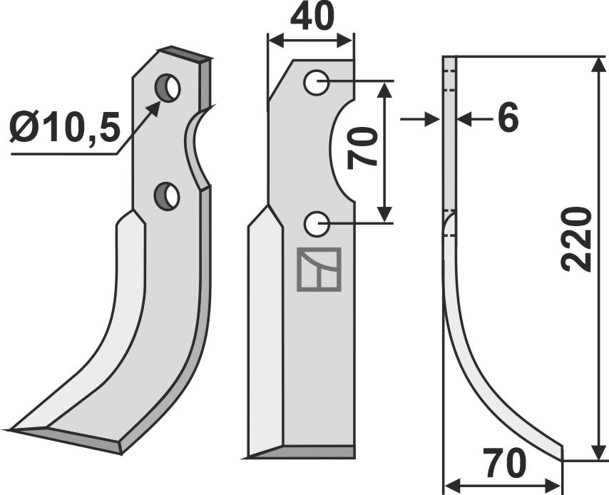 Blade 220x40mm, right