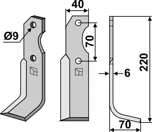 Blade 220x40mm, right