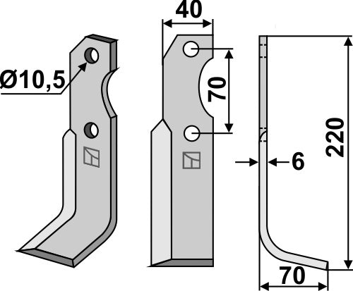Blade 220x40mm, right