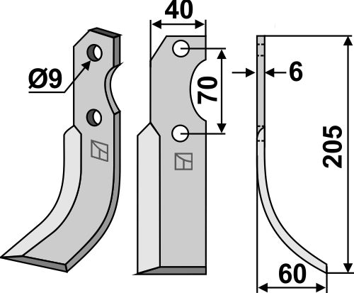 Blade 205x40mm, right