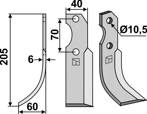 Blade 205x40mm, left