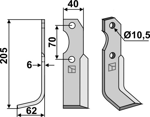 Blade 205x40mm, left