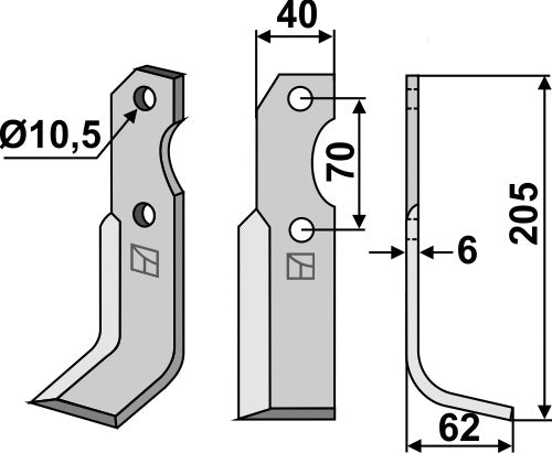 Blade 205x40mm, right