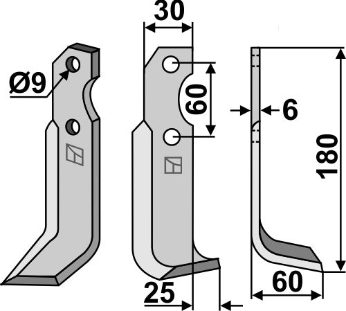 Blade 180x30mm, right