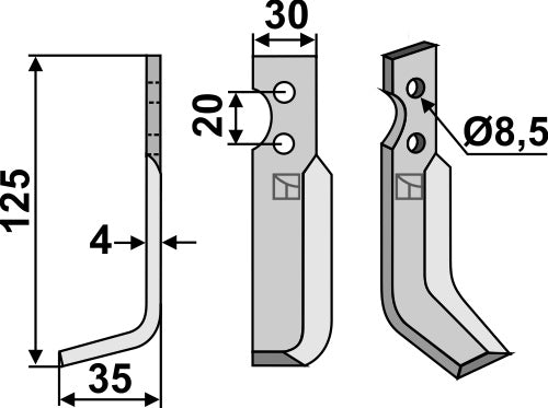 Blade 125x30mm, left