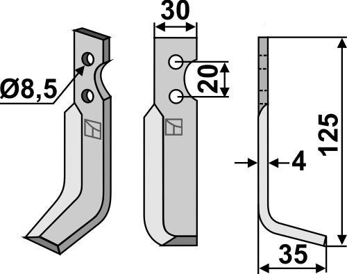 Blade 125x30mm, right