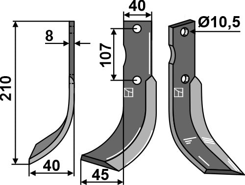 Blade 210x40mm, left