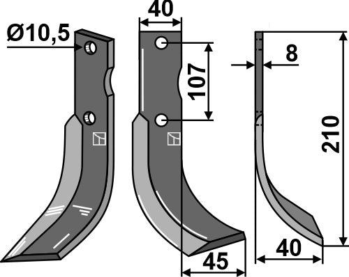 Blade 210x40mm, right