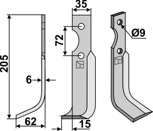 Blade 205x35mm, left